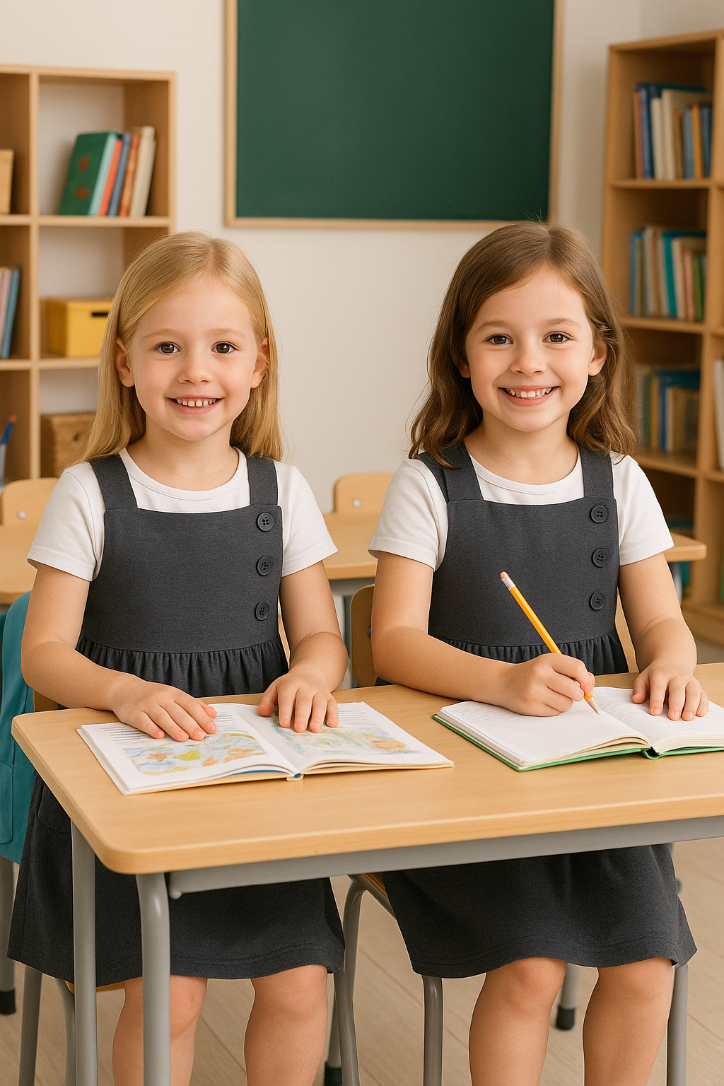 Kids 2 Pack Girls School Uniform Dress Soft Comfortable Pinafore School Dresses