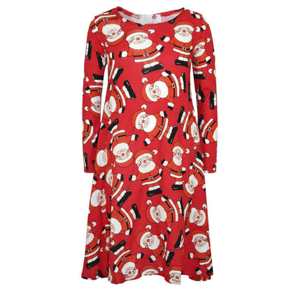 Kids Girls Xmas Santa Swing Dress Novelty Santa Xmas Gifts Party Dresses
