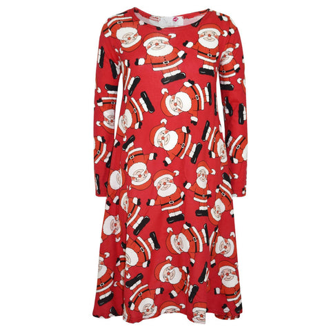 Kids Girls Xmas Santa Swing Dress Novelty Santa Xmas Gifts Party Dresses