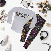 A2Z 4 Kids Girls Top Kids Sassy Print Trendy Grey Long Sleeves T Shirt Tops & Fashion Legging Outfit Set Age 5-6, 7-8, 9-10, 11-12 & 13 Years