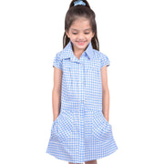 Girls Gingham School Dress Pack Of 2 Check Print Dresses With Matching Scrunchie - A2Z 4 Kids