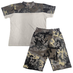 A2Z 4 Kids Boys T-shirt Top Shorts Set Camouflage Contrast Panel Top Outfit Sets