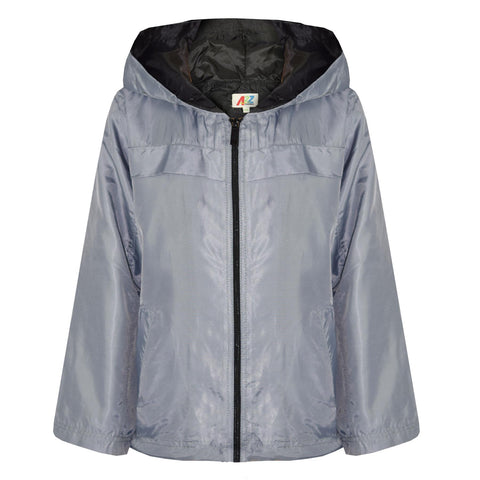 A2Z 4 Kids® Girls Boys Raincoats Jackets Kids Silver Lightweight Kag Mac Waterproof Hooded Jacket Cagoule Rain Mac Age 5 6 7 8 9 10 11 12 13 Years