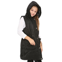 Kids Girls Fashion Oversized Gilet Long Line Jacket Long Sleeveless Coat 7-13 Yr