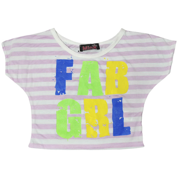 Kids Girls Crop Top FAB GRL Print Trendy Fashion Stylish Belly Shirt Tops & Tees