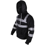 A2Z High Visibility Safe Work Hooded Zipper Two Tone Reflective Tape Pullover Sweatshirt Hi Vis Viz Casual Workout Safety Zip Up Hoodie Workwear For Men's Small Mediuam Large XL 2XL 3XL 4XL