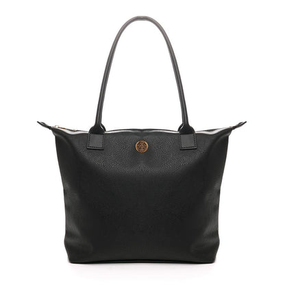 Womens Large PU Leather Tote Bag Shoulder Handbag Work Office Shopper Black Tan