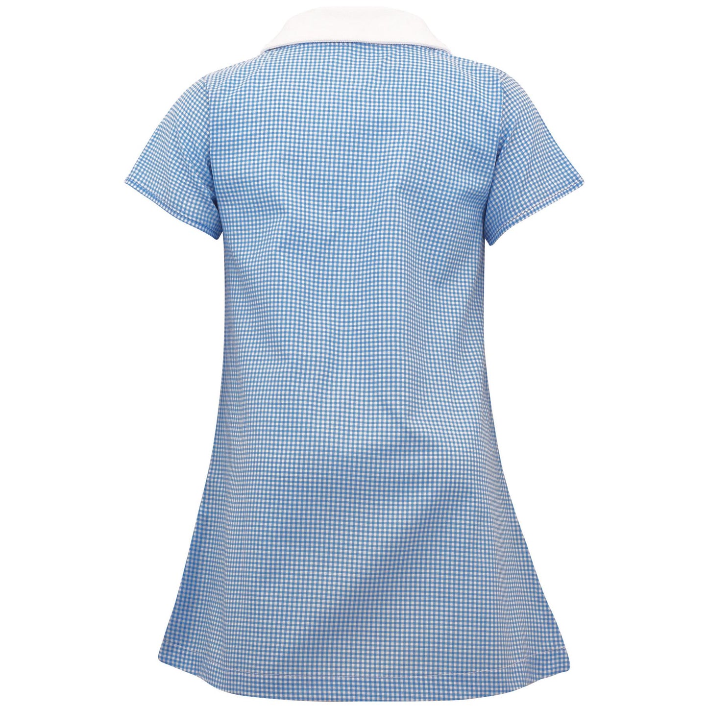 Girls Gingham School Dress Short Sleeve Check Zip Up Dresses With Scrunchies
