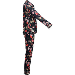 Girls Jogging Suit Floral Print Zip Up Velour Set Top Bottom Outfit Clothing Set