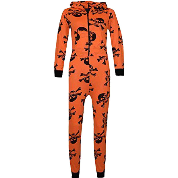 Kids Unisex Onesie Girls Boys Skull & Cross Bone Print Onesies All In One Jumpsuit PJ's New Age 5-13 Years - A2Z 4 Kids