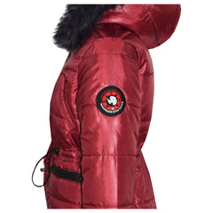 Kids Girls Jackets Puffer Hooded Detachable Faux Fur Wet Look Padded Long Coats