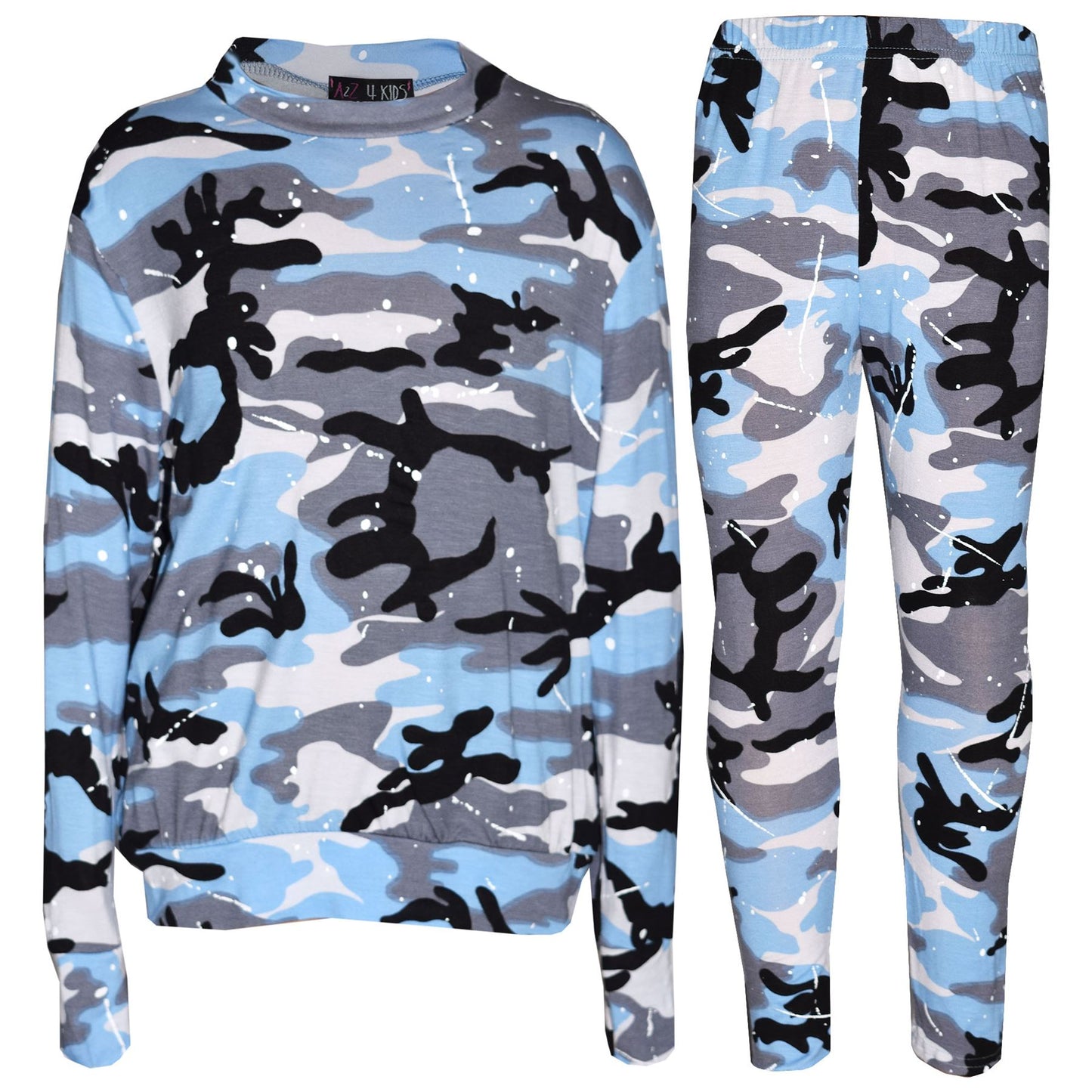 Kids Lounge Suit Girls Camouflage Splash Print Jogging Suit Tracksuit 7-13 Years