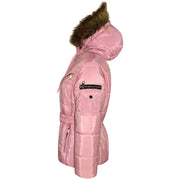 A2Z 4 Kids Kids Girls Jackets Baby Pink Puffer Hooded Stylish Detachable Faux Fur Padded Zipped Belted Slim Fit Warm Coats New Age 5 6 7 8 9 10 11 12 13 Years