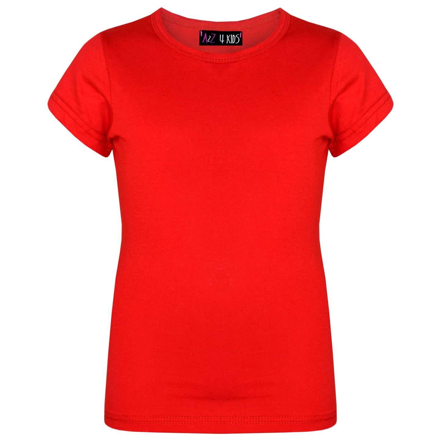 Kids Girls T Shirts Cotton Plain School T-Shirt Top New Age 2-13 Yr - A2Z 4 Kids