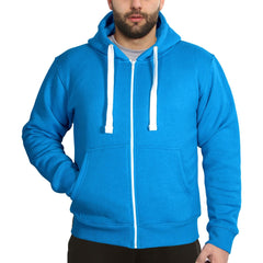 Mens Fleece Plain Zipper Hooded Long Sleeve Sweatshirt For Adults S-4XL