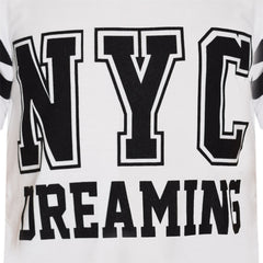 Girls Tops Kids Designer NYC Dreaming Trendy Crop & Fashion Legging Set 7-13 Yrs
