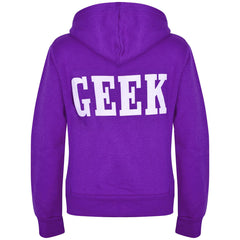 Kids Boys Girls Unisex Jackets Geek Print Fleece Zipper Hooded Hoodie Top Jacket