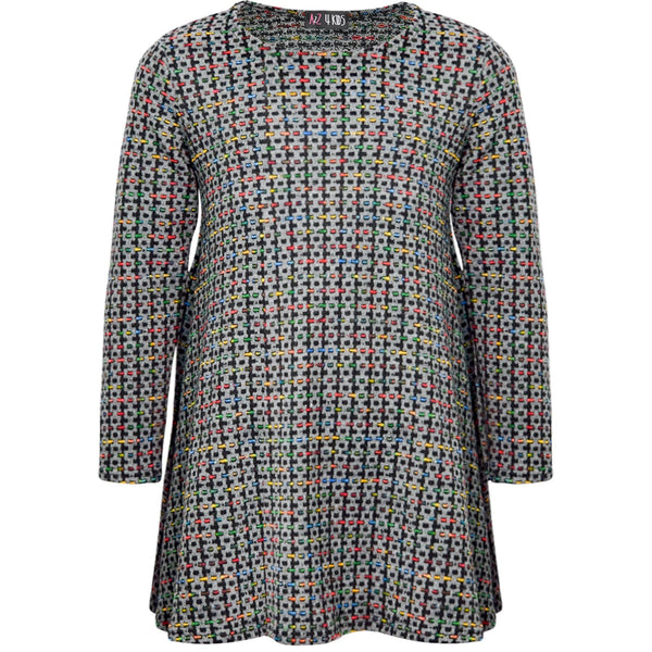Kids Girls Swing Dress Long Sleeve Tweed Texture Flared Party Summer Dresses