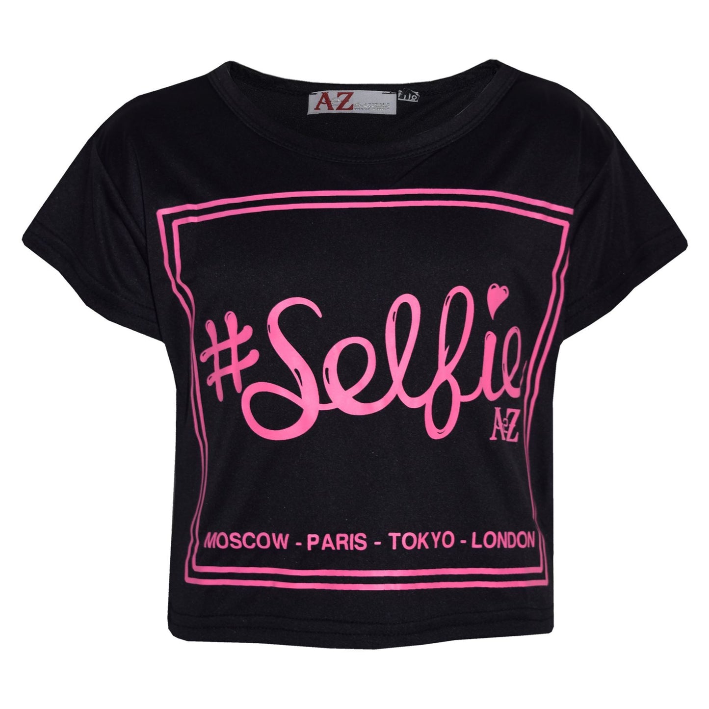 Girls Top Kids Selfie Print Stylish Crop Top & Skater Skirt Set Age 7-13 Years