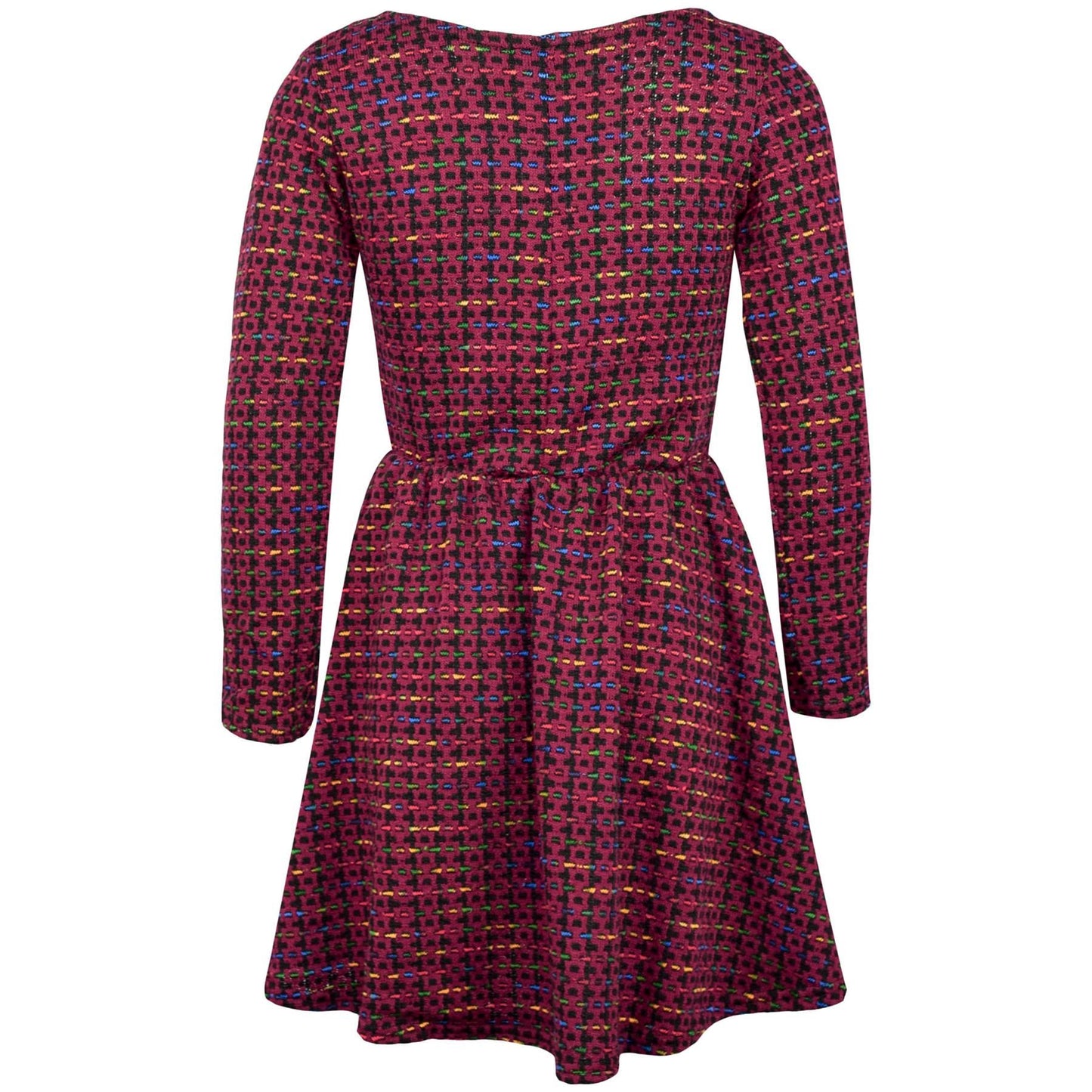 Kids Girls Skater Dress Long Sleeve Tweed Texture Flared Party Summer Dresses