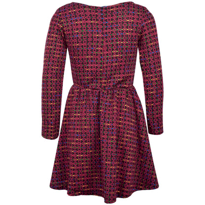 Kids Girls Skater Dress Long Sleeve Tweed Texture Flared Party Summer Dresses