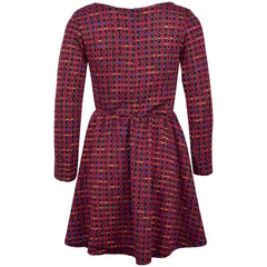 Kids Girls Skater Dress Long Sleeve Tweed Texture Flared Party Summer Dresses