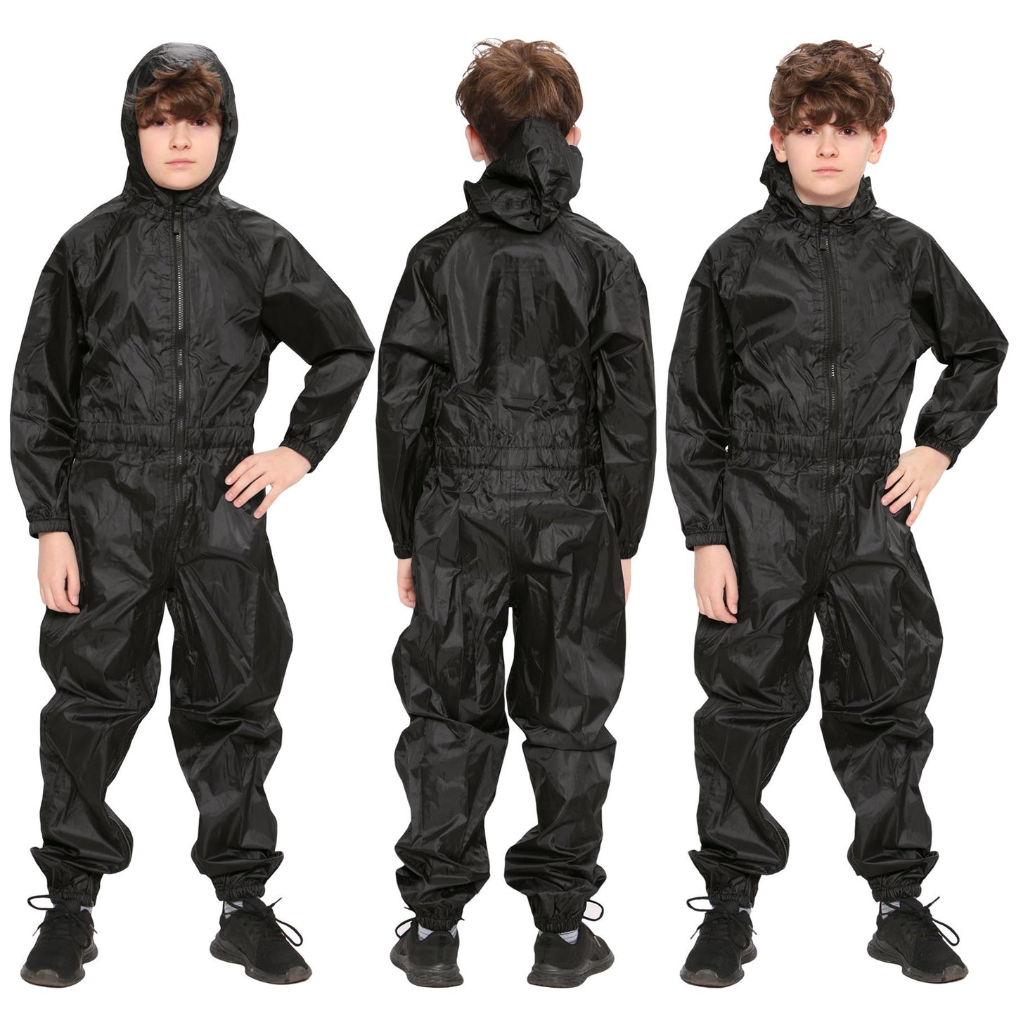 Girls Boys Raincoat Kids Puddle Suit All in One Waterproof Hooded Rainsuit