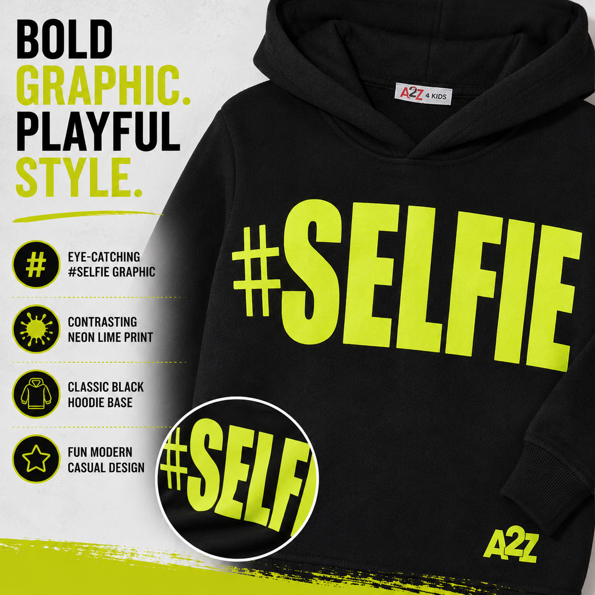Kids Girls Boys Sweat Shirts Tops #Selfie Hooded Jumpers Hoodies New Age 2-13 Yr