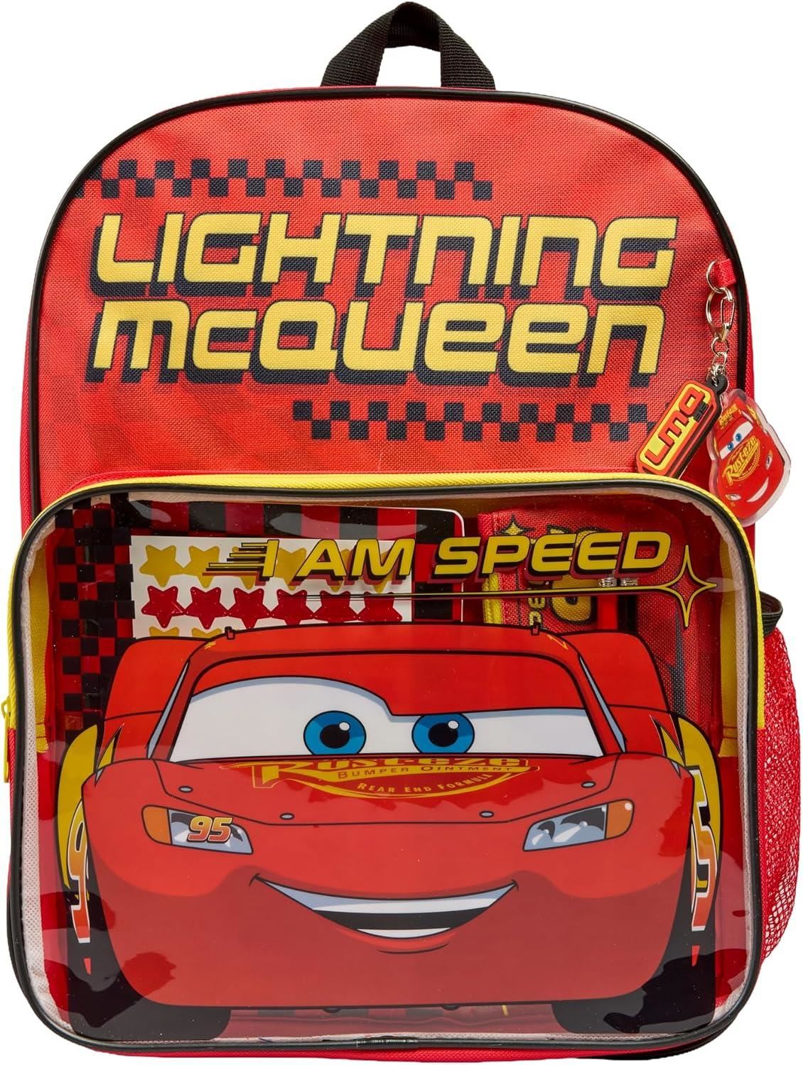 Disney Pixar Cars School Backpack With Pencil Case Notebook Stickers and Pencils