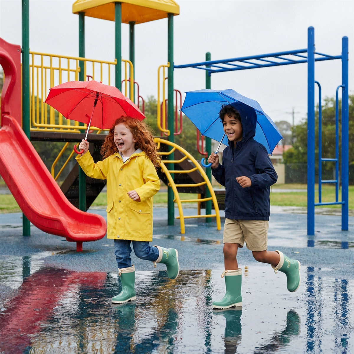 Kids Waterproof Wellington  PVC Rain Wellies Adjustable Warm Lined Non Slip Sole