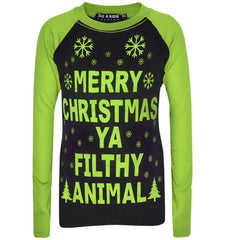 Kids Girls PJS Merry Christmas Ya Filthy Animal Print Trendy PJS Age 2-13 Years