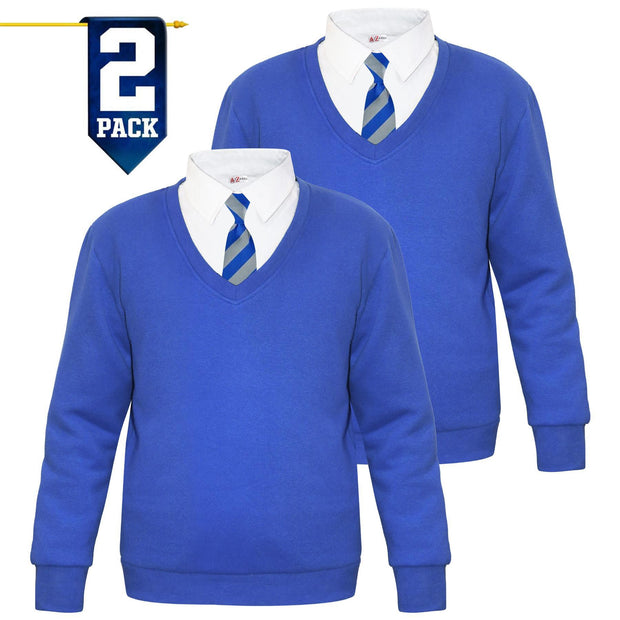 Kids Girls Boys Scouts School Uniform V Neck Jumper Single & 2 Pack Sweatshirt