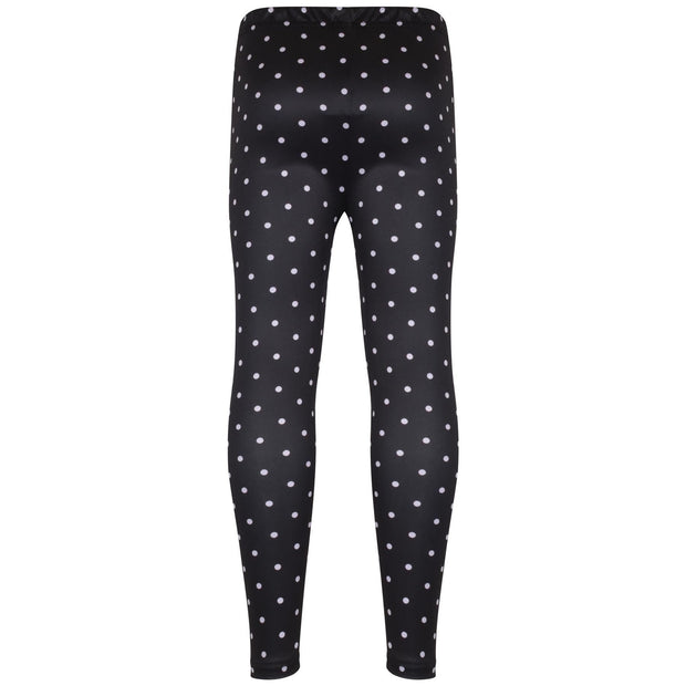 A2Z 4 Kids Girls Legging Spotty Print Black Soft Comfortable Stretchy Party Fashion Legging Pants Age 5-6, 7-8, 9-10, 11-12 & 13 years - A2Z 4 Kids