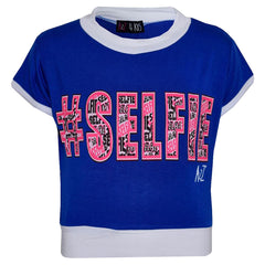 Girls Top Kids #Selfie Print Designer T Shirt & Graffiti Legging Set 7-13 Years