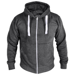 Mens Fleece Plain Zipper Hooded Long Sleeve Sweatshirt For Adults S-4XL