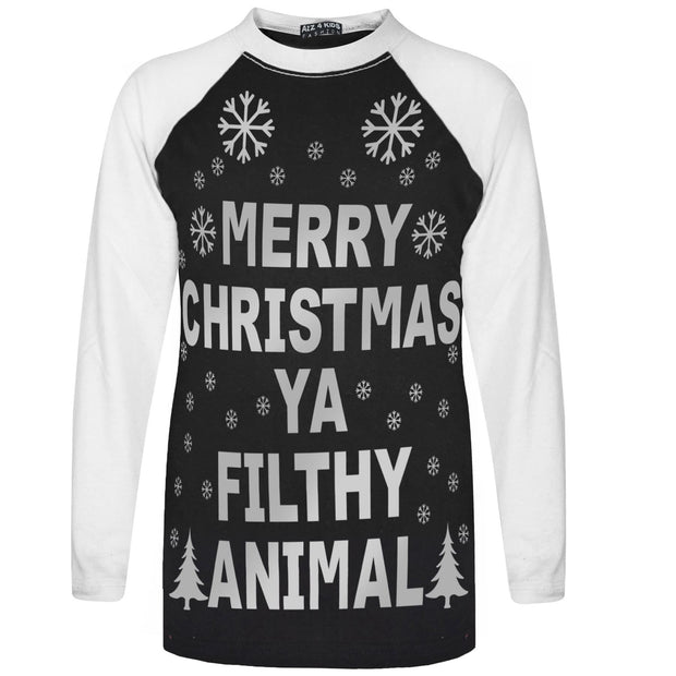 A2Z 4 Kids PJS Girls Boys Merry Christmas Ya Filthy Animal Black & White Print Christmas Pajamas Set Age 2 3 4 5 6 7 8 9 10 11 12 13 Years