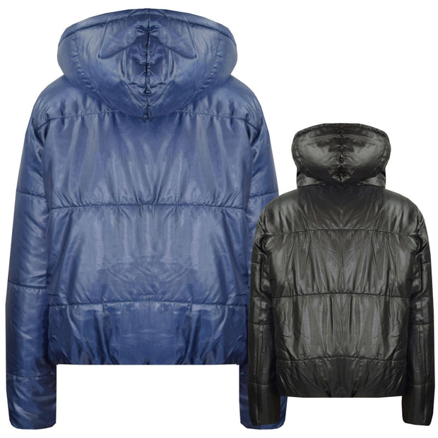 Girls Jackets Kids Reversible Cropped Hooded Padded Puffer Jacket Coat 5-13 Year