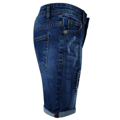 Kids Boys Ripped Dark Blue Denim Shorts Comfort Stretch Jeans Trouser Pants 5-13