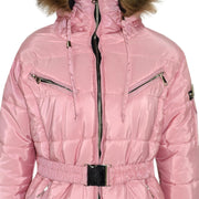 A2Z 4 Kids Kids Girls Jackets Baby Pink Puffer Hooded Stylish Detachable Faux Fur Padded Zipped Belted Slim Fit Warm Coats New Age 5 6 7 8 9 10 11 12 13 Years