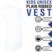 Kids Girls Ribbed Vest Top 100% Thick Cotton Fashion Tank Tops T Shirt 2-13 Year