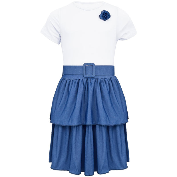 Kids Girls Summer Dress Casual Ruffle Party Dress Age 2-14
