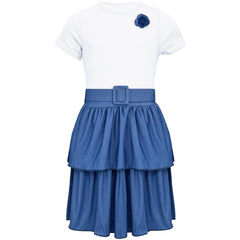 Kids Girls Summer Dress Casual Ruffle Party Dress Age 2-14