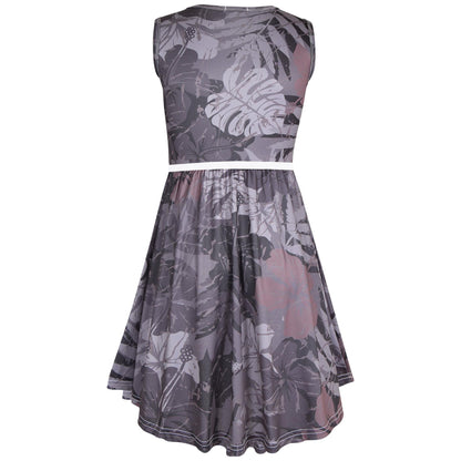 Kids Girls Skater Dress Sleeveless Camo Leaf Print Party Fashion Summer Dresses