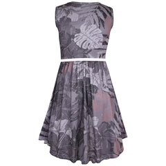 Kids Girls Skater Dress Sleeveless Camo Leaf Print Party Fashion Summer Dresses