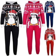 Kids Girls Boys Novelty Christmas Penguin Print Fleece Onesie All in One Jumpsuit Attire Age 5-13 Years