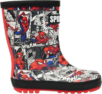 Marvel Spiderman Boys Wellington Boots Waterproof Kids Wellies Comic Superhero