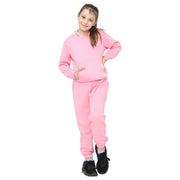 A2Z 4 Kids Girls Plain Tracksuit Baby Pink Hooded Sweat Hoodie & Bottom Jogging Suit Joggers Age 5 6 7 8 9 10 11 12 13 Years