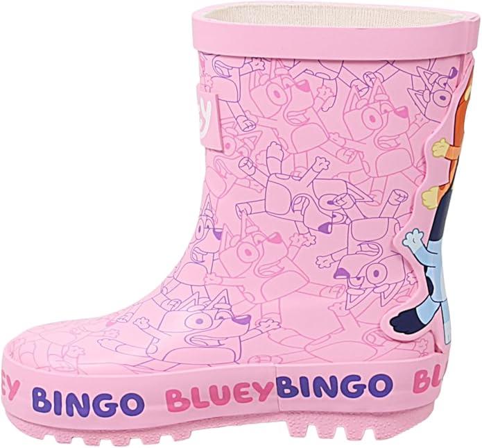 Bluey Girls Wellington Boots Toddler Kids Pink Waterproof Rain Footwear Wellies