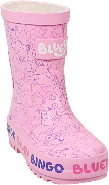 Bluey Girls Wellington Boots Toddler Kids Pink Waterproof Rain Footwear Wellies