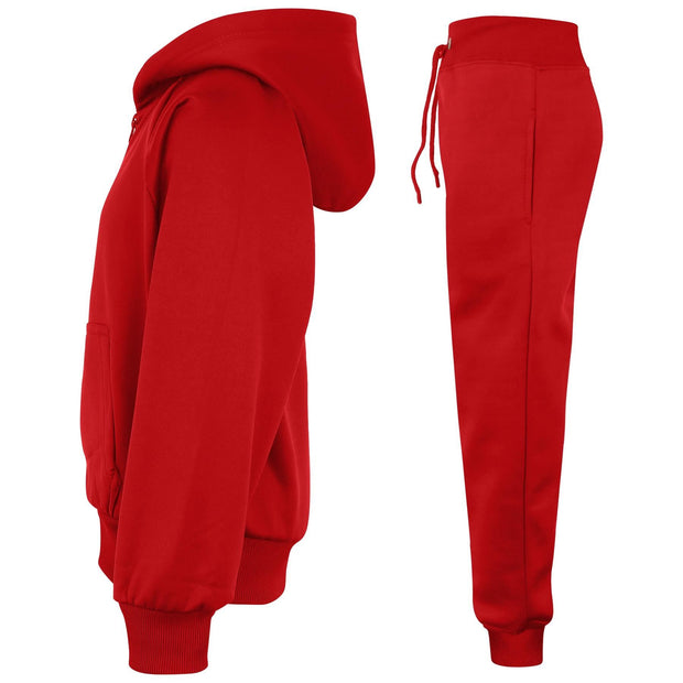 A2Z 4 Kids Plain Red Tracksuit Hoodie with Jogger Sweatpants Sports Activewear Set For Girls & Boys Age 5 6 7 8 9 10 11 12 13 Years